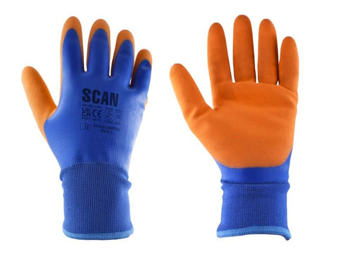 Scan Thermal Waterproof Latex Coated Gloves - M (Size 8)