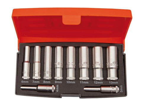 Bahco S0810L 1/4in Drive Deep Socket Set of 10 Metric