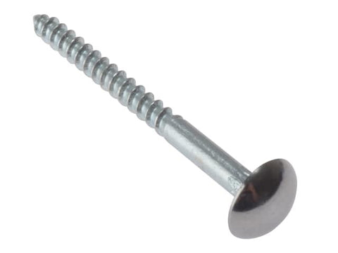 ForgeFix Mirror Screw Chrome Domed Top Slotted CSK ST ZP 1.1/4in x 8 Bag 10