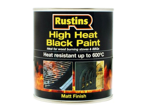Rustins High Heat Paint 600°C Black 500ml