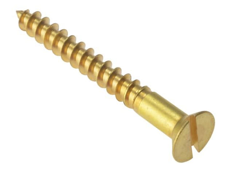 ForgeFix Wood Screw Slotted CSK Solid Brass 2.1/2in x 12 Box 100