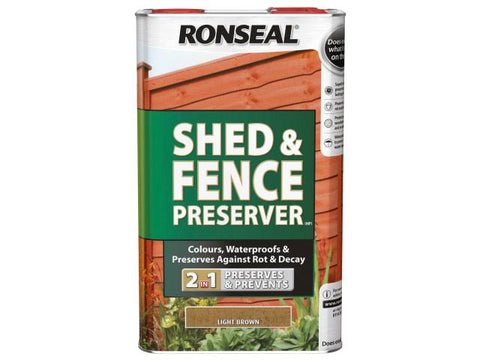 Ronseal Shed & Fence Preserver Dark Brown 5 Litre