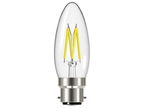 Energizer LED BC (B22) Candle Filament Non-Dimmable Bulb, Warm White 470 lm 4W