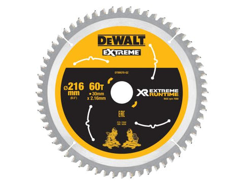 DEWALT FlexVolt XR Circular Saw Blade 216 x 30mm x 60T