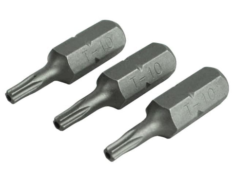 Faithfull Security S2 Grade Steel Screwdriver Bits T10S x 25mm Pack of 3