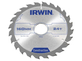 IRWIN Construction Circular Saw Blade 160 x 30mm x 24T ATB