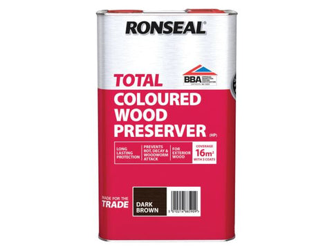 Ronseal Trade Total Wood Preserver Dark Brown 5 litre