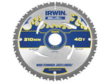 IRWIN Weldtec Circular Saw Blade 210 x 30mm x 40T ATB