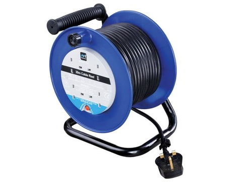Masterplug Heavy-Duty Cable Reel 30 Metre 4 Socket 13A Thermal Cut-Out 240 Volt