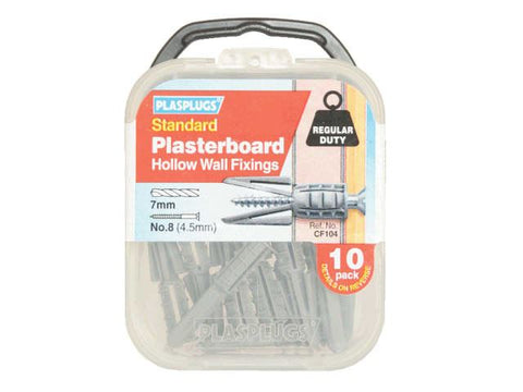 Plasplugs CF 104 Standard Plasterboard Fixings Pack of 10