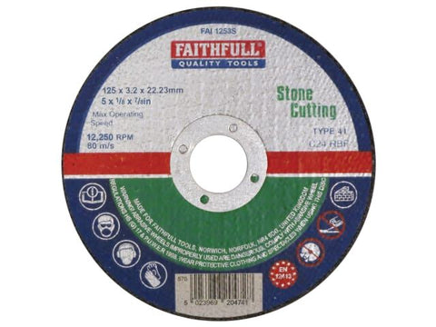 Faithfull Stone Cut Off Disc 125 x 3.2 x 22.23mm
