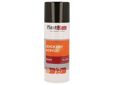 PlastiKote Trade Quick Dry Acrylic Spray Paint Gloss Black 400ml