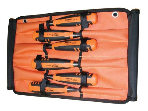 Bahco 424-P Bevel Edge Chisel Set of 6 In Roll