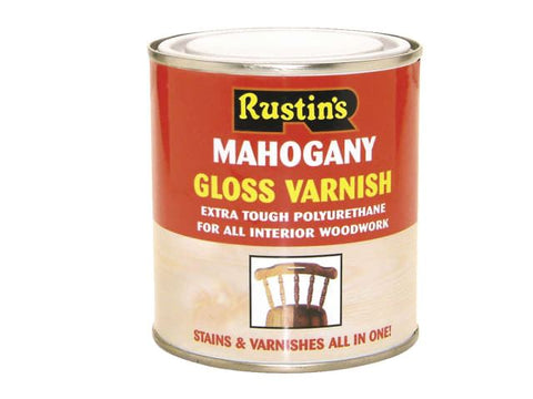 Rustins Polyurethane Varnish & Stain Gloss Walnut 500ml