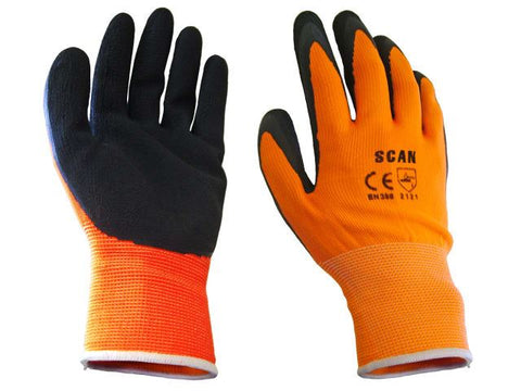 Scan Hi-Vis Orange Foam Latex Coated Gloves - Extra Extra Large (Size 11)