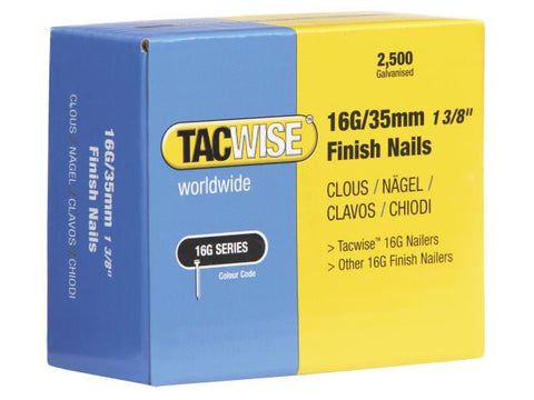 Tacwise 16 Gauge Straight Finish Nails 35mm Pack 2500