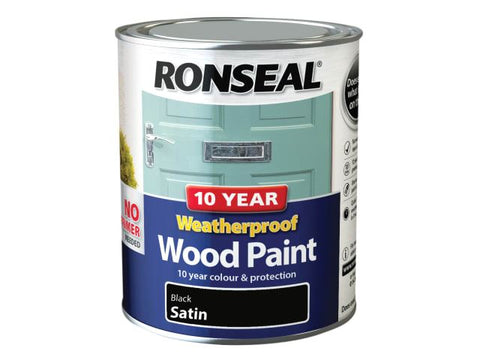 Ronseal 10 Year Weatherproof Wood Paint Black Satin 750ml