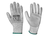 Scan Grey PU Coated Cut 3 Gloves - Medium (Size 8)