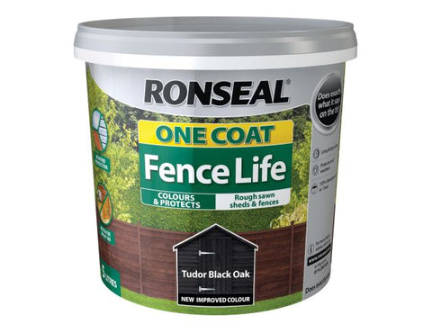 Ronseal One Coat Fence Life Tudor Black Oak 5 Litre