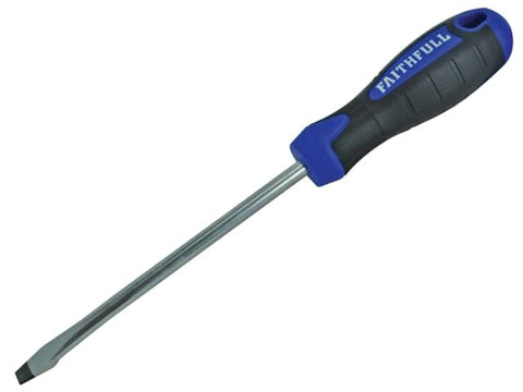 Faithfull Soft Grip Screwdriver Flared Slotted Tip 8.0 x 150mm