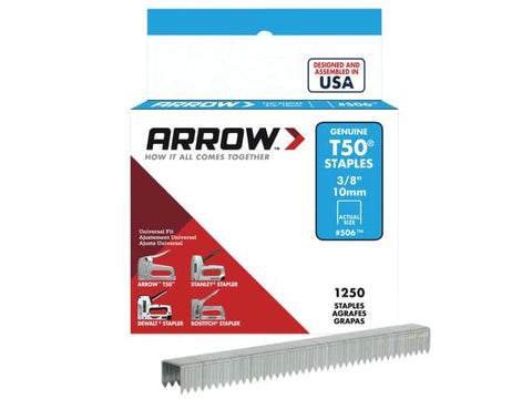 Arrow T50 Staples 10mm (3/8in) Box 1250