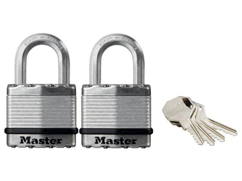 Master Lock Excell™ Laminated Steel 45mm Padlock - 24mm Shackle - Keyed Alike x 2