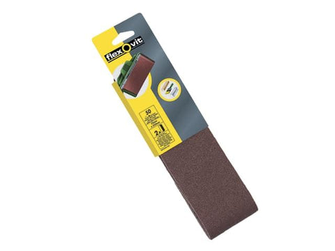 Flexovit Cloth Sanding Belts 533 x 75mm Coarse 50G (Pack of 2)