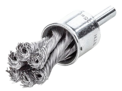 Lessmann Knot End Brush with Shank 22mm x 0.35 Steel Wire
