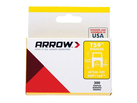 Arrow T59 Insulated Staples Clear 6 x 6mm Box 300