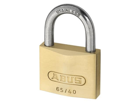 Abus Mechanical 65IB/50mm Brass Padlock Stainless Steel Shackle Carded