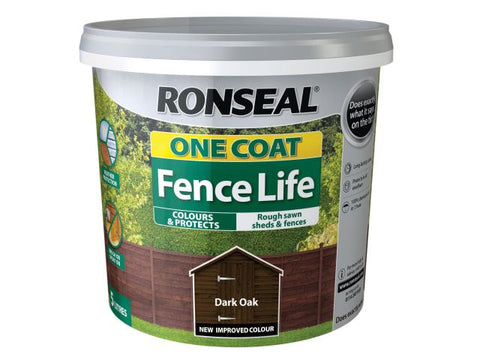 Ronseal One Coat Fence Life Dark Oak 5 Litre