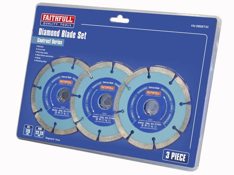 Faithfull Contract Diamond Blades 115 x 22.2mm (Pack 3)