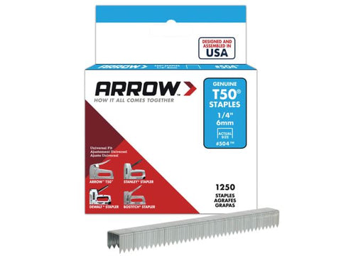 Arrow T50™ Staples 6mm (1/4in) Box 1250