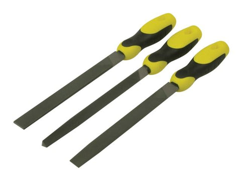 Stanley Tools File Set 3 Piece Flat   1/2 Round  3 Square 200mm (8in)