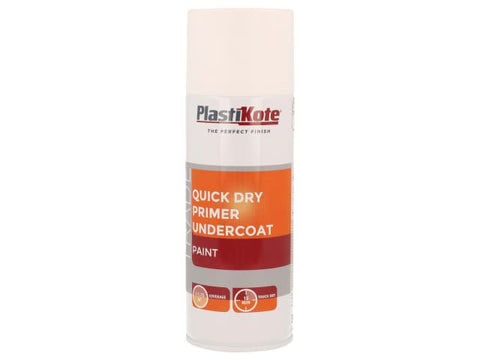 PlastiKote Trade Quick Dry Primer Spray White 400ml