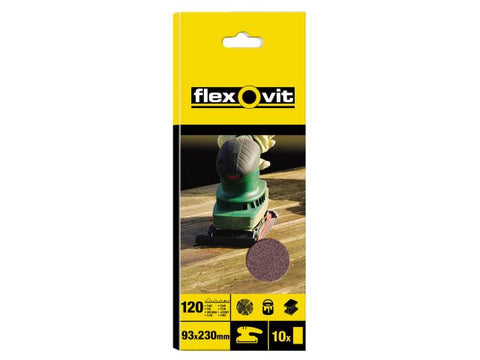 Flexovit 1/3 Sanding Sheets Plain Coarse 50 Grit (Pack of 10)
