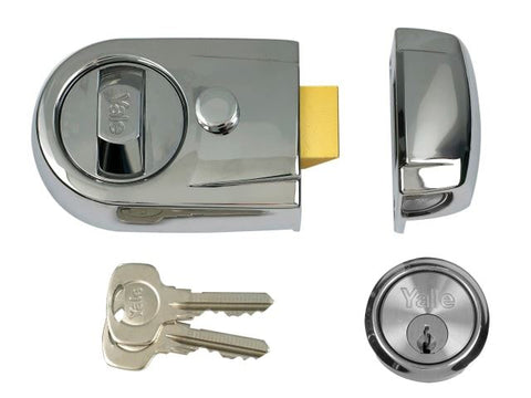 Yale Locks Y3 Nightlatch Modern 60mm Backset Polished Chrome Finish Visi