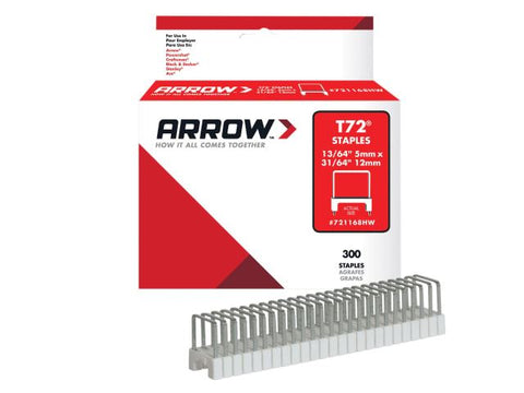 Arrow T72HW Insulated Staples 5 x 12mm Box 300