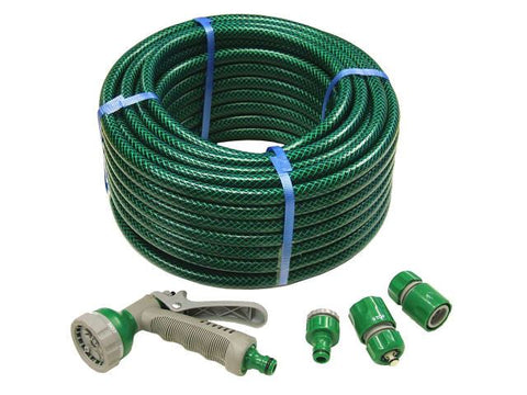 Faithfull PVC Reinforced Hose 30m Fittings & Spray Gun