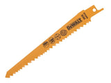 DEWALT Sabre Blade Fast Cuts Wood with Nails Plastics 152mm Pack of 5