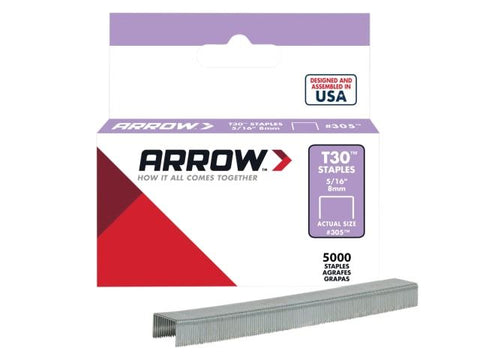 Arrow T30 Staples 305IP 8mm (5/16in) Box 5000