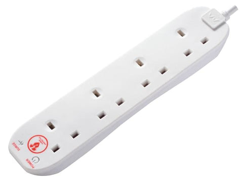 Masterplug Surge Protected Extension Lead 240V 4-Gang 13A White 2m