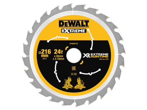 DEWALT FlexVolt XR Circular Saw Blade 216 x 30mm x 24T