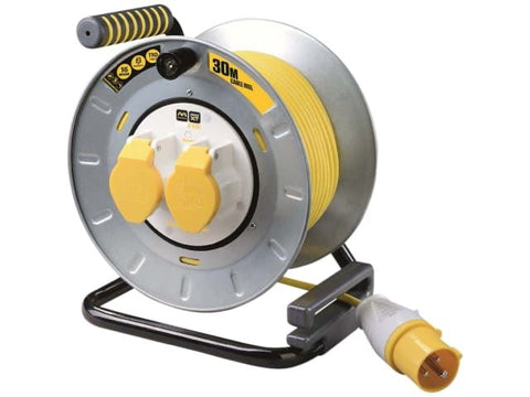 Masterplug Pro-XT Metal Cable Reel 30m 16A 110 Volt Thermal Cut-Out