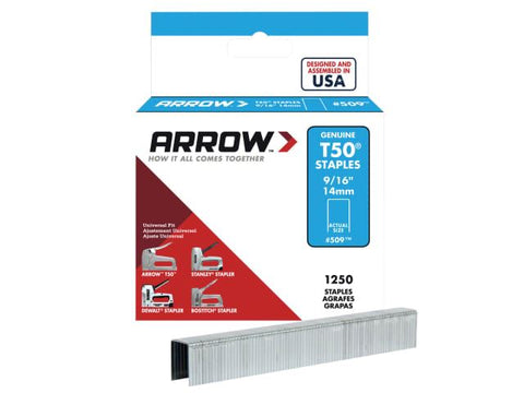 Arrow T50 Staples 14mm (9/16in) Box 1250