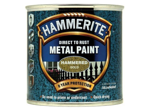 Hammerite Direct to Rust Hammered Finish Metal Paint Gold 250ml