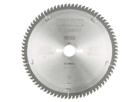 DEWALT Series 40 Circular Saw Blade 250 x 30mm x 80T TCG/Neg