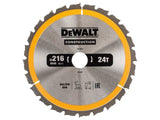 DEWALT DT1952 Stationary Construction Circular Saw Blade 216 x 30mm x 24T ATB/Neg