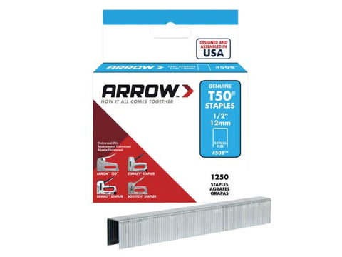 Arrow T50 Staples 12mm (1/2in) Box 1250