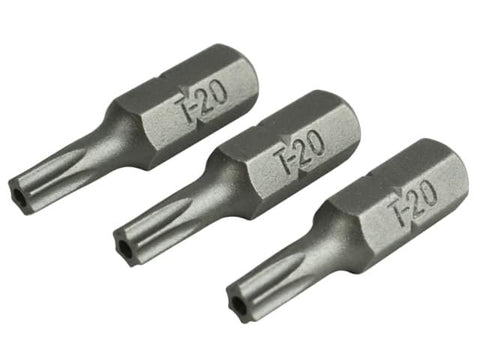 Faithfull Security S2 Grade Steel Screwdriver Bits T20S x 25mm Pack of 3